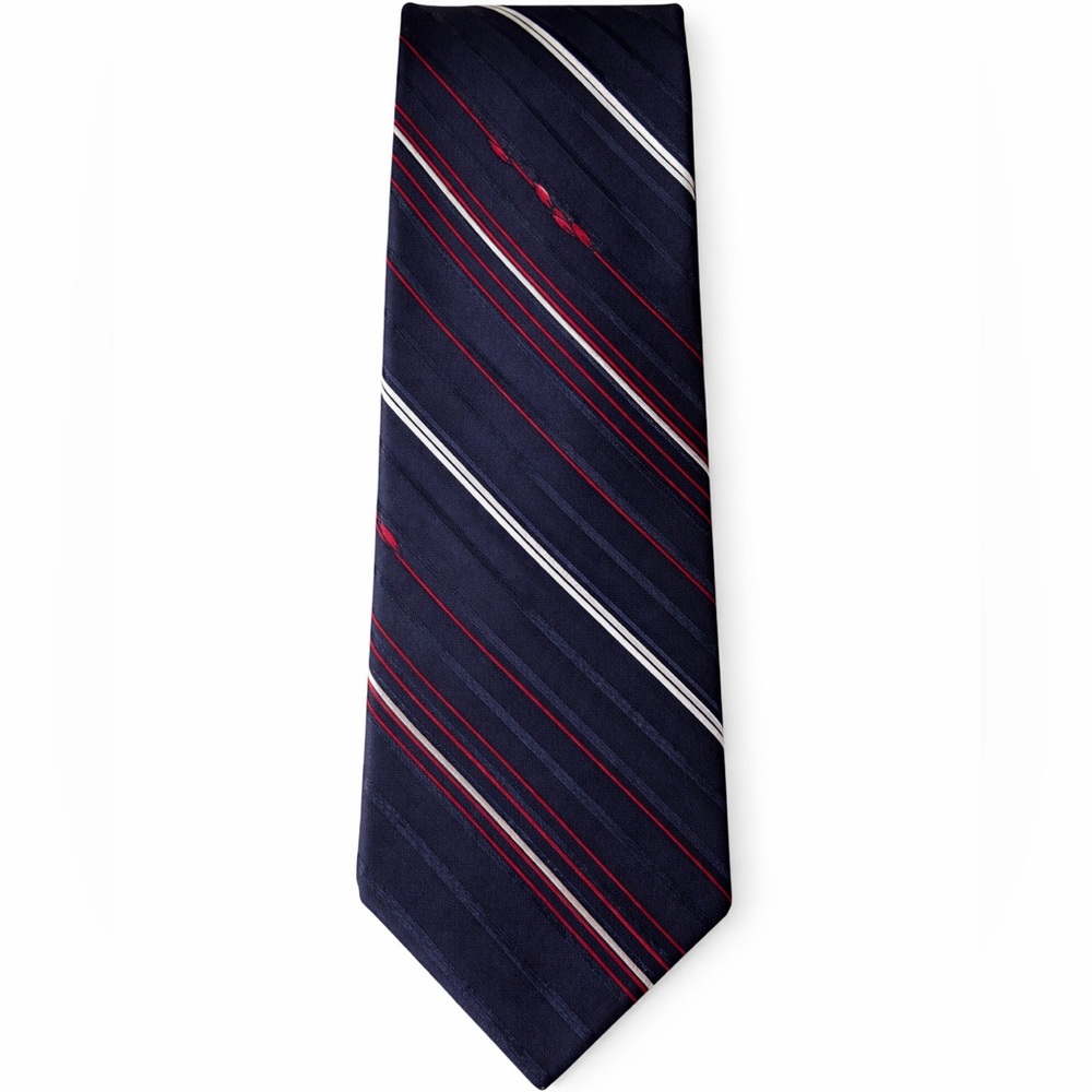 Vintage Lanvin Silk Tie Navy Red White Striped Made in France 55”